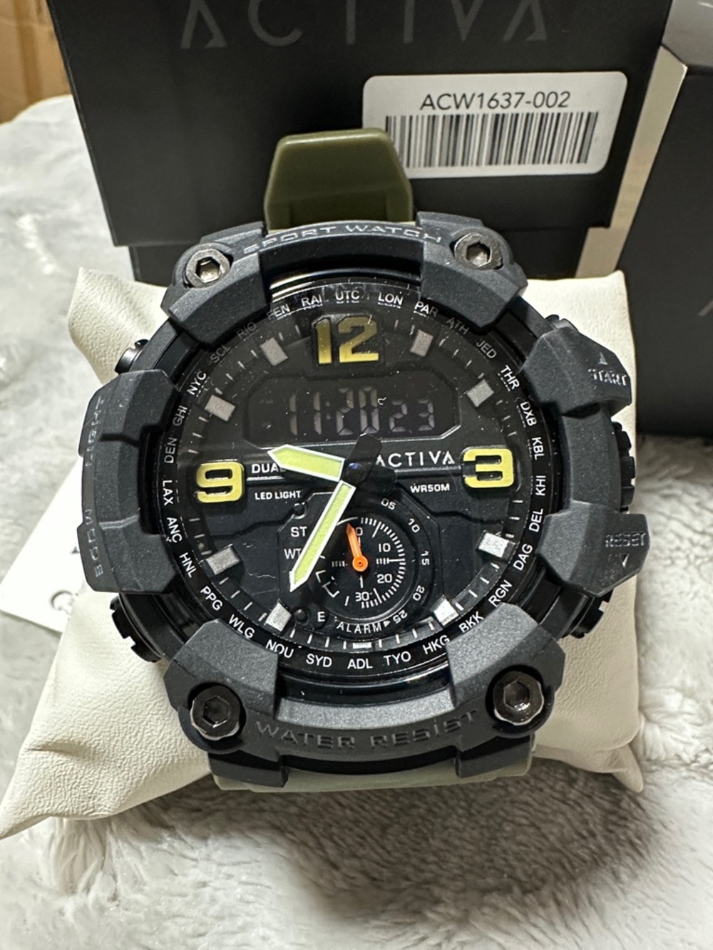 Activa x Invicta Dual Time Black Ops Watch Olive Green NWT - Picture 2 of 7